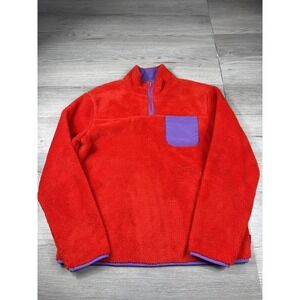 Crayola X Kohls Jacket Men's M Red 1/4 Zip Pullover Sherpa Collab Fleece